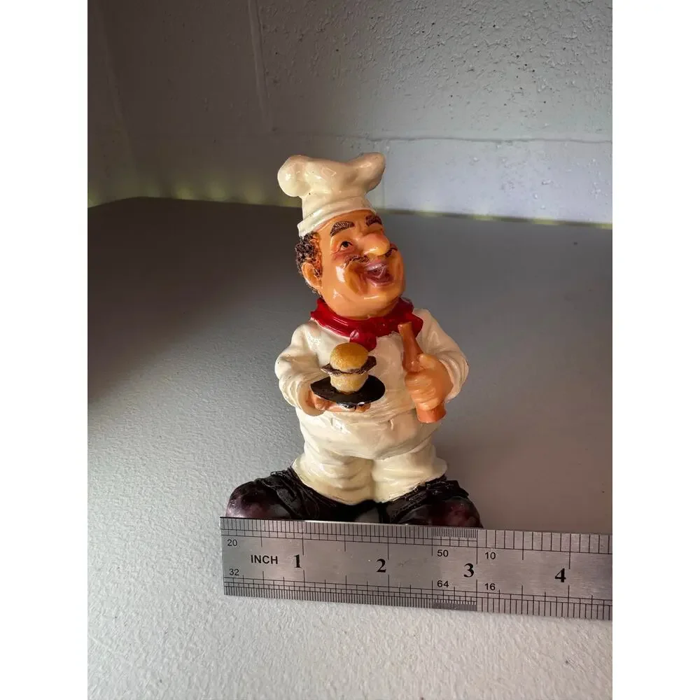 Vintage Chef Figurine Cook Holding Burger & Rolling Pin Kitchen Decor  Statue